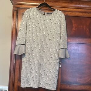THML Textured Gray Long Sleeve Dress